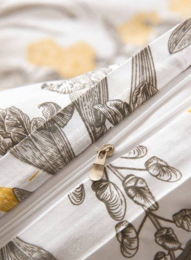 LUNA Home Queen size 6 pieces: 1 Duvet cover - 200*230cm. 1 Flat sheet - 230*250cm. 4 Pillow covers - 50*75cm. Yellow flowers  design. - Image 4